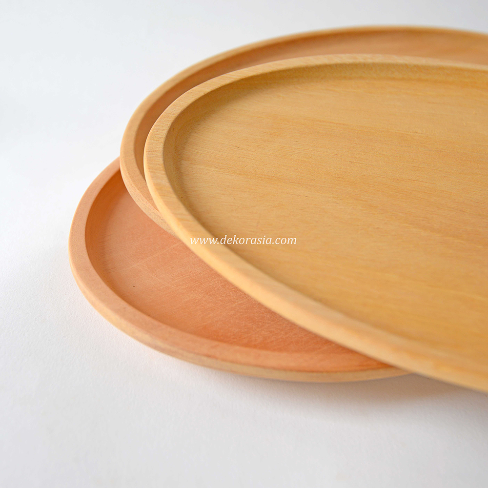 Natural Solid Wood Serving Platters Highly Durable, Oval Wood Plate | Tableware